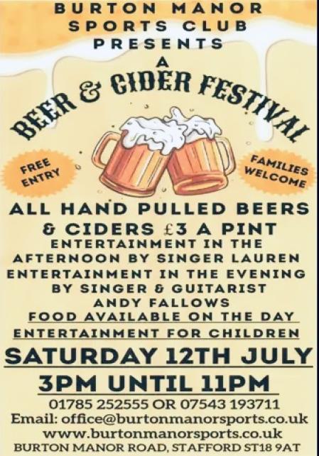 Beer & Cider Festival at Burton Manor Sports Association