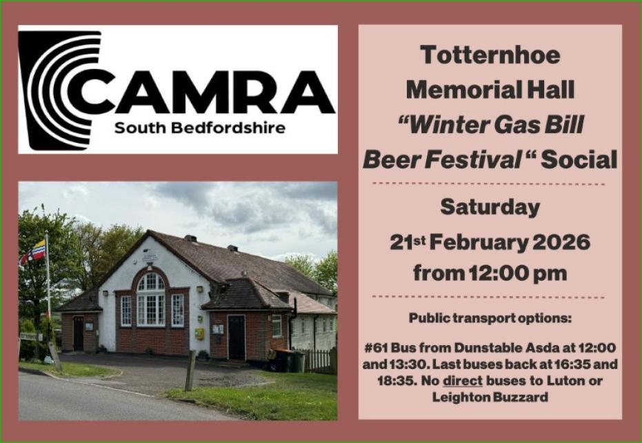 South Bedfordshire branch social - Totternhoe Winter Beer Festival