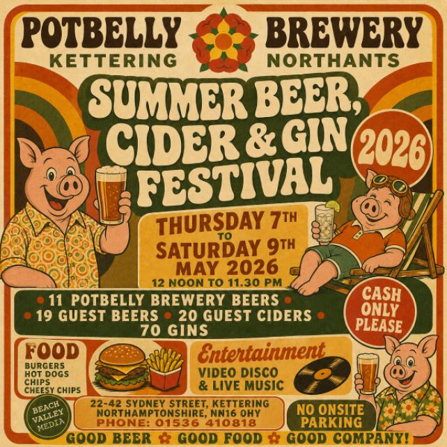 POTBELLY BREWERY SUMMER BEER CIDER & GIN FESTIVAL 2026