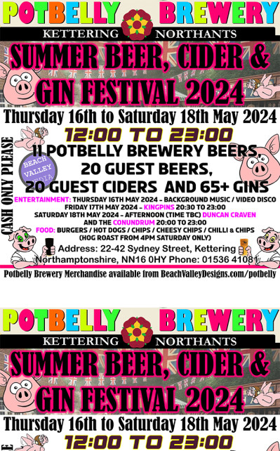 Potbelly Brewery SUMMER BEER, CIDER & GIN FESTIVAL 2024 
